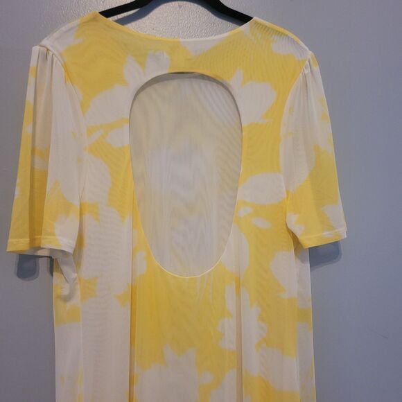 Future Collective x Gabriella Karefa Yellow Floral Print Mesh Midi Dress XXL - Picture 7 of 13